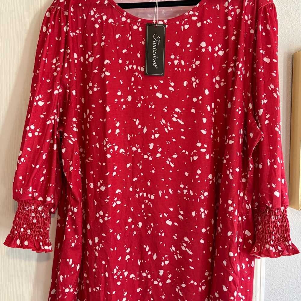 Red and White Blouse